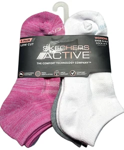 Skechers Active Low Cut Socks Womens 6-9.5 Cushoned Arch Support 6 Pair Comfort - Picture 1 of 12