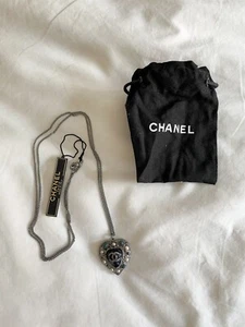 Chanel Heart Necklace w/ Enamel & Pearls - Picture 1 of 3