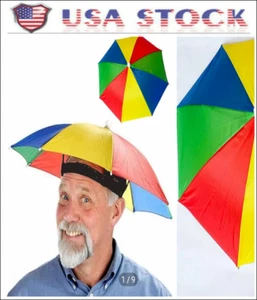 Umbrella Hat Sun Foldable Head Headwear Rain Dry Cover Camping Hands Free - Picture 1 of 7