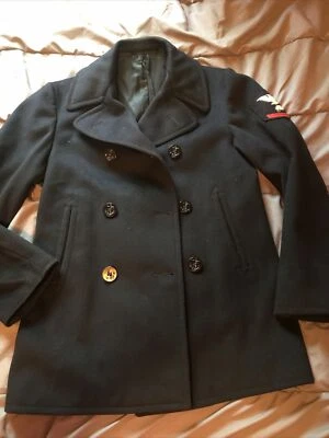 Abrigo caldera vintage 1962 de la Marina de los Estados Unidos 8 botones de anclaje sucios bolsillos de pana  Foto 1 de 4