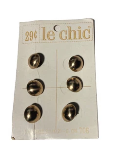 Le Chic Buttons Card (6) Gold/Brass tone 380 1/2  NOS - Picture 1 of 4