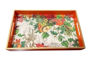 Michel Design Works Wood Tray Autumn Pumpkin Decorative Serving Home 12.5"x8" - Picture 1 of 7