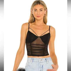 NWT Superdown Adalene Black Mesh Crop Tank Top Size XS - Picture 1 of 7