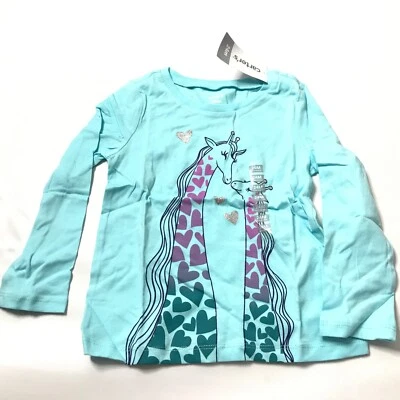 Camiseta Carter’s Bebé Niñas Azul Jirafa Jersey Manga Larga Talla 24 Meses Foto 1 de 4