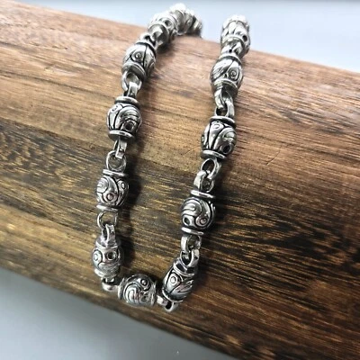 Brazalete/Collar de Eslabones de Bola de Cadena Antigua y Texturizada de Acero Inoxidable 24/9" Foto 1 de 4