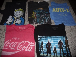Lot of 5 t-shirts Marvel Fallout mens L XL large Ghost Rider Vault Tec GotG Coke - Picture 1 of 8