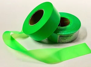 2 Johnson Level & Tool 3301-L Flagging Tape, 1" x 200 ft, Glo Lime Neon Green - Picture 1 of 2