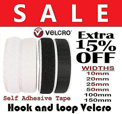 VELCRO® Genuine Brand PS14 SELF ADHESIVE Stick On Tape HOOK & LOOP Sticky Strips • 1.99£