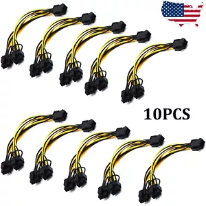 10 x PCIE 6 pin Female to Dual PCI-E 6+2 pin Male GPU Power Cable Splitter US - Picture 1 of 4