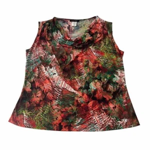Jennie & Marlis XL Damen-Oberteil mit abstraktem Druck drapiert Rundhalsausschnitt - Bild 1 von 4