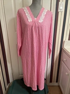 Dream Crest Womens Size XL Nightgown Sleep Dress Pink Hearts Embroidery - Picture 1 of 6