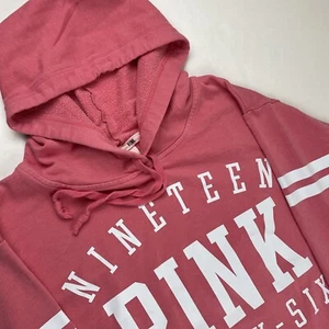 Pink Victoria’s Secret Hoodie Sweatshirt Women’s S Pink Cotton Blend Spellout - Picture 1 of 10