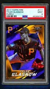2017 Topps Fire Tyler Glasnow RC #111 LILA/99 PSA 9 POP 1 KEINE HÖHER - Bild 1 von 2