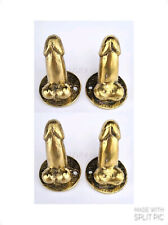 4 brass small heavy penis DOOR PULL or HOOK hand made 3" 5 cm knob B