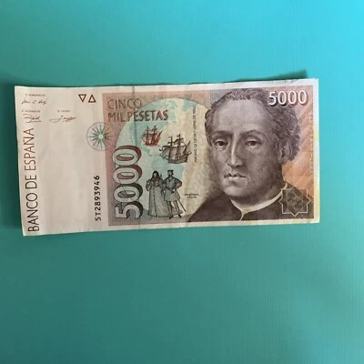 SPAIN 🇪🇦 5,000 PESETAS BANKNOTE 1992 - Image 1 of 2