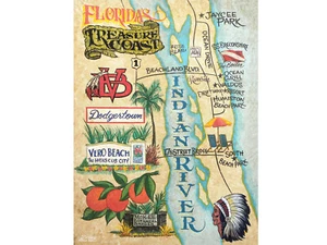 Vero Beach Coast Map Beach Print art florida dodgers indian river botanical - Picture 1 of 3