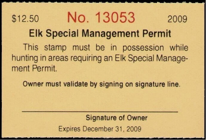 XItem Wyoming Elk Management 2009 $12.50 (yellow) - Image 1 of 1
