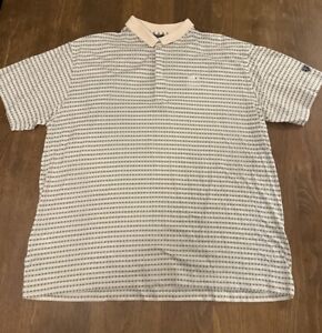 Vtg Nike Golf Polo Shirt Men’s Sz XXL Cream Color Short Sleeve Striped Y2K