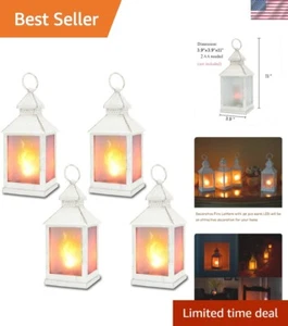 Elegant 4-Piece Flame Effect Lantern Set - Battery LED, Vintage Decor Solutions - Picture 1 of 8
