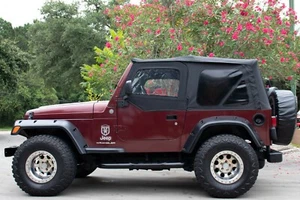 Jeep Wrangler negro 97-06 techo blando + pieles superiores teñidas ventanas tela premium - Imagen 1 de 3