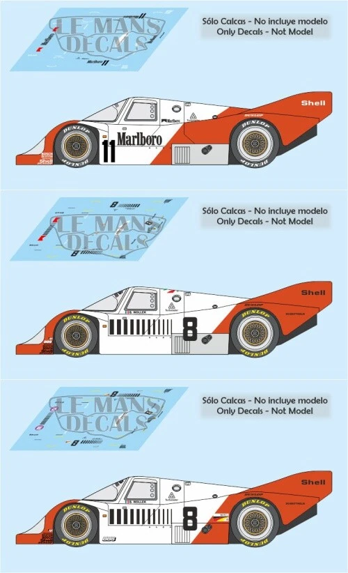 Decals Porsche 956 Nurburgring Monza Mugello 1983 1:32 1:43 1:24 1:18 calcas Foto 1 de 1
