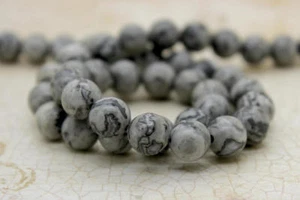 Cuentas de piedras preciosas redondas lisas de encaje natural loco jaspe - PG304 - Imagen 1 de 3