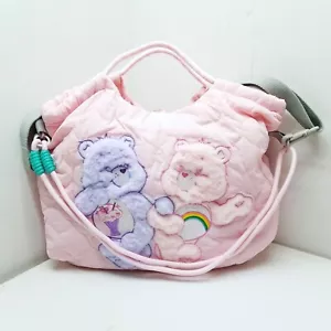 Care Bears Beuteltasche rosa flauschig pelzig gesteppt bestickt Share Bear Cheer Bear - Bild 1 von 10