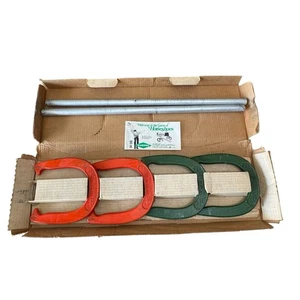 Vintage Diamond Double Ringer Pitching Hufeisen⭐️Set 4 Hufeisen 2 Einsätze⭐️mit Box - Bild 1 von 4