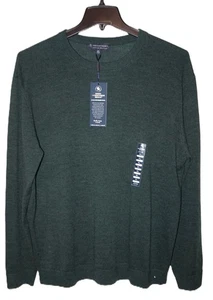 Hart Schaffner Marx Crew Neck Wool Sweater XL Dark Green 100% Fine Merino Wool - Picture 1 of 3