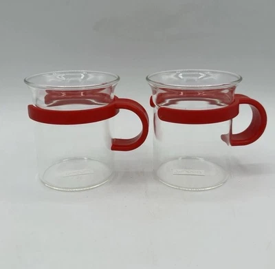 Vintage BODUM Espresso Coffee Cup Mug - Set of 2 8oz RED Round Handle Danish - Image 1 of 4
