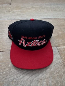 Vintage Sports Specialties San Diego State Aztecs Wool Black Script SnapBack Hat - Picture 1 of 6