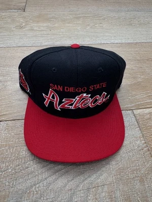 Vintage Sports Specialties San Diego State Aztecs Wool Black Script SnapBack Hat - Image 1 of 4