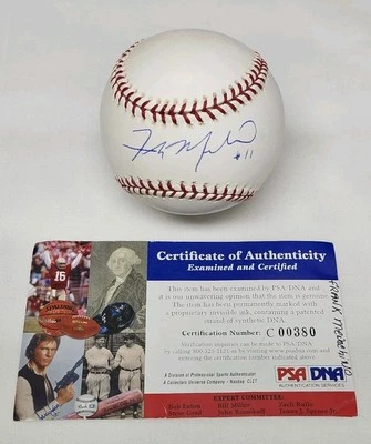 Frank Menechino Signed Rawlings Official Major League Baseball ATHLETICS PSA COA - Image 1 of 3