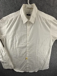 Versace Colección Tendencia Hombres Camisa Blanca Abotonada Talla 17.5 Tejida Auténtica - Imagen 1 de 21