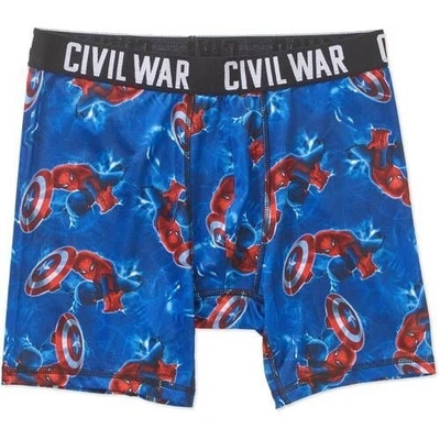 Cuecas boxer masculinas Marvel tamanho XL 40 42 Spiderman Capitão América Guerra Civil NOVO - Imagem 1 de 4