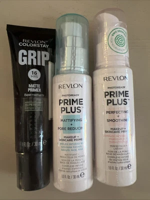 Revlon Face Primer PhotoReady & Revlon Grip Matte Primer~Lot Of 3 Items~ New - Image 1 of 2