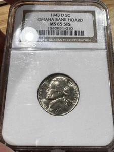 1943-D Jefferson Nickel MS65FS NGC, Omaha Bank Hoard, 0951-010, Free Shipping - Picture 1 of 2