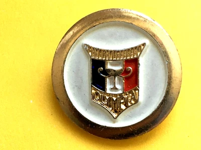 Vintage Olympic Shield Button. Verbal "Olympia" Paint Decorative Finish. 13/16" - Image 1 of 4