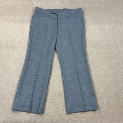 Vintage 70s Disco Pants Mens 38x27 Blue Sansabelt Golf Talon Beltless Trouser * - Image 1 of 4