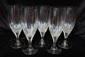 MIKASA ARTIC LIGHTS CLEAR VERTICAL CUTS MULTISIDED STEM 5 ICED TEA GOBLETS 8 1/2 - Picture 1 of 7