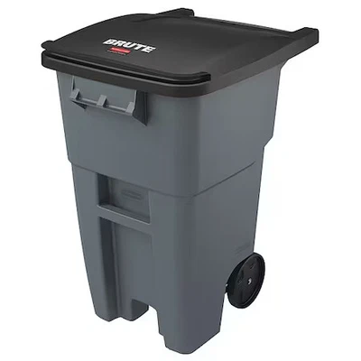 Rubbermaid Commercial Fg9w2700gray Brute 50 Gal Rectangular Rolling Plastic - Image 1 of 4