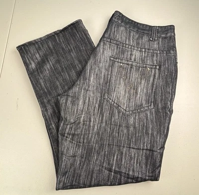 Pantalones de mezclilla BAREFOX para hombre 36x28 negros plateados holgados hip hop urbanos Y2K ¡Zorro desnudo limpios!! Foto 1 de 4