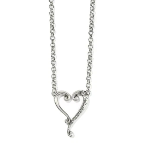 Brighton ADORE ME HEART Silver Pendant Necklace With Bag