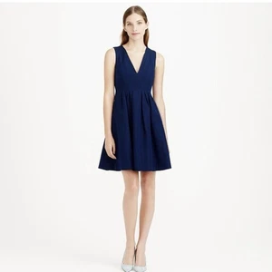 J. Crew Blue Kami Sleeveless V-Neck Dress Classic Faille Navy Size 4 NWT - Picture 1 of 6