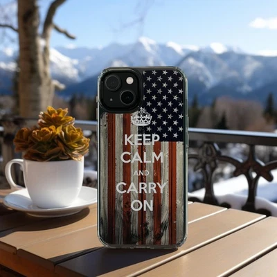 СОХРАНЯЙТЕ СПОКОЙСТВИЕ И НЕСТИ НА IPHONE 12 13 14 15 16 PRO ПЛЮС ТЕЛЕФОН ЧЕХОЛ, 2 В 1 - Изображение 1 из 3