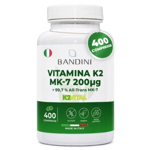 Bandini® Vitamina K2 MK7 200µg | 400 Compresse | Menachinone ad Alto Dosaggio | - Foto 1 di 6