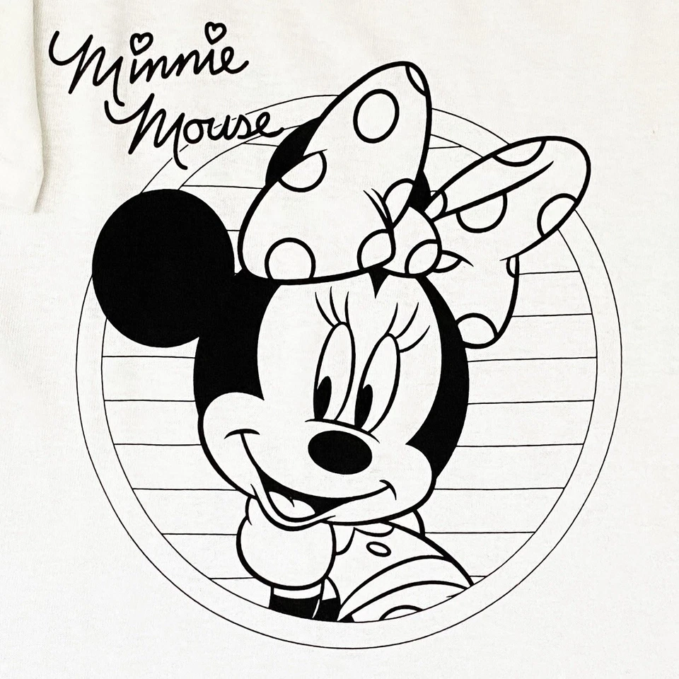 Disney Minnie Mouse Girl’s T-Shirt White Short Sleeve DIY Coloring Shirt Youth S