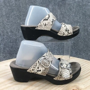 Dansko Sandals Womens 36 Sophie Slide Beige Leather Snakeskin Block 9841000200 - Picture 1 of 17