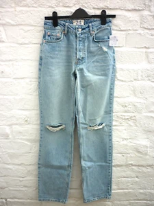 Free People Wild Flower Straight Leg Blue Distressed Women's Jeans 24W 6-8 $98 - Picture 1 of 6