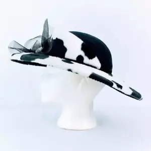 Mr. Hi's Classic Vintage Cow Print Wool Felt Cartwheel Hat - Deadstock - Picture 1 of 10